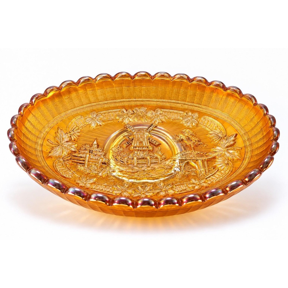 Imperial Windmill Carnival Glass Marigold Oval Pickle Relish Dish Antique